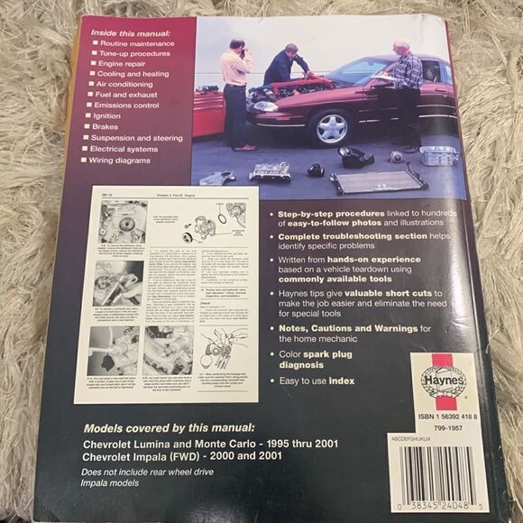 Haynes Repair Manual Chevrolet Lumina, Monte Carlo & Impala FWD 1995-2001 - Picture 7 of 14